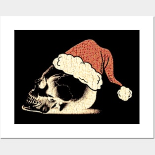 Christmas Skull With Xmas Hat Posters and Art